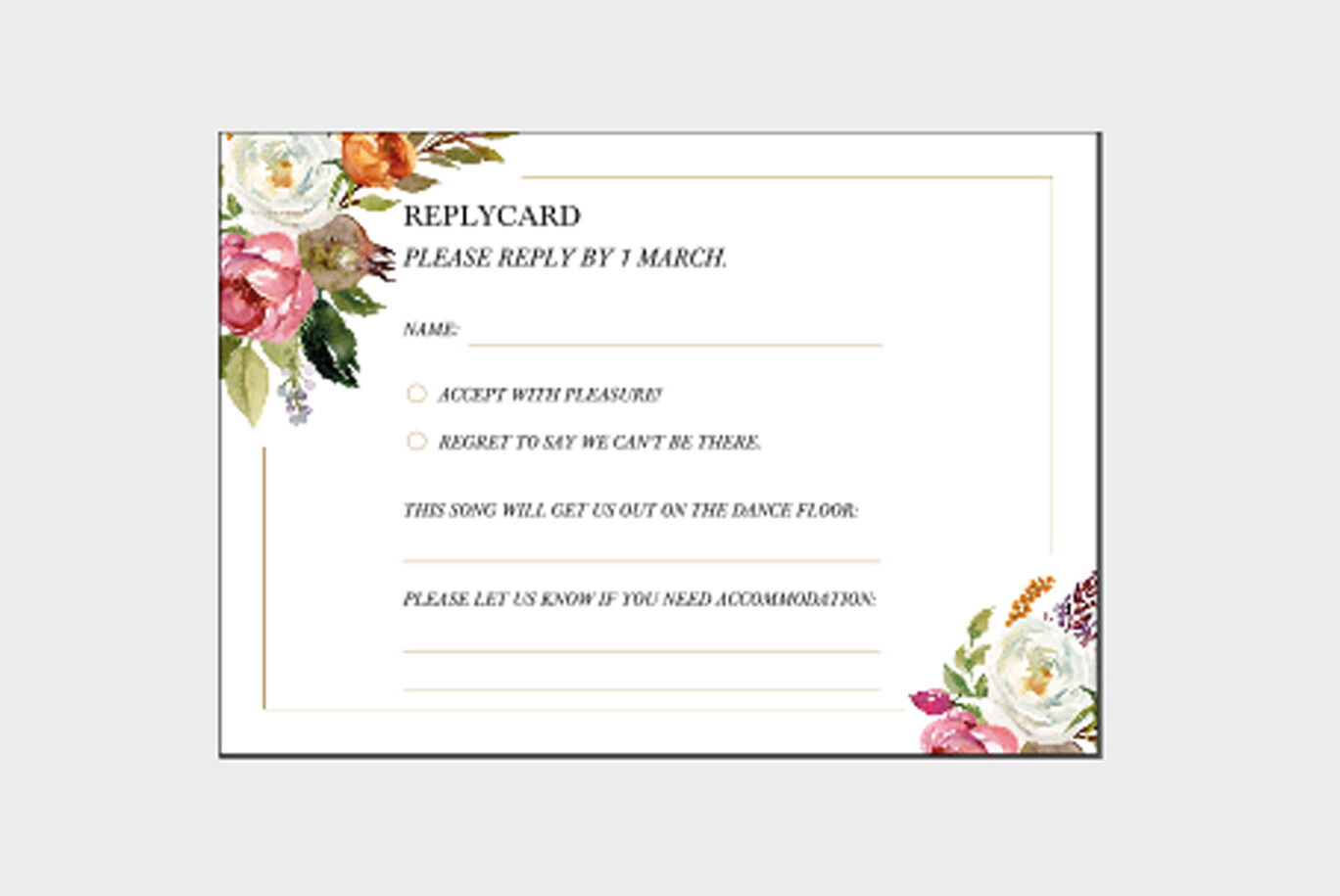 Svarskort bröllop hälsningskort